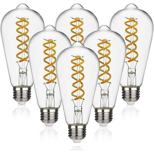 E26 Medium Base 800LM 80W Equivalent Clear Glass Dimmable Edison LED Bulb Warm White 2700K 8W-2700K-4 Pack 8W Vintage ST64/ST19 Antique Flexible Spiral LED Filament Light Bulbs E26 Medium Base 800LM 80W Equivalent Clear Glass Dimmable Edison LED Bulb Warm White 2700K 8W-2700K-4 Pack 8W Vintage ST64/ST19 Antique Flexible Spiral LED Filament Light Bulbs